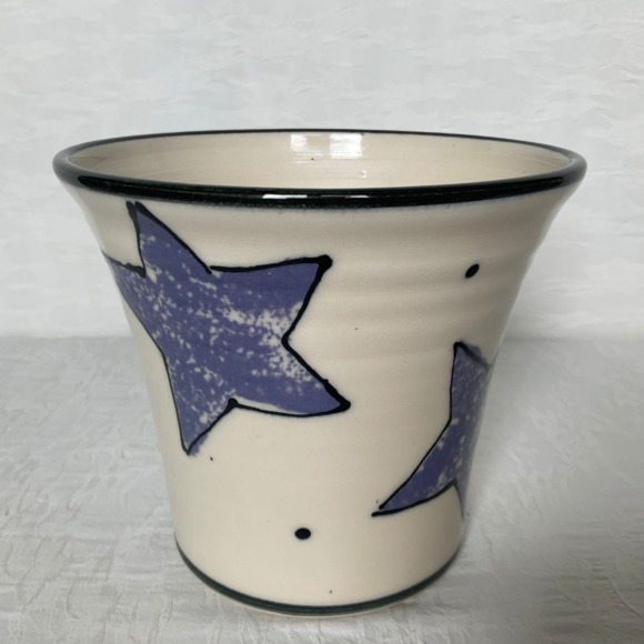 Flower Pot Professionally Hand Thrown Pottery Flower Pot Holder Vase w/ Stars - Picture 6 of 12